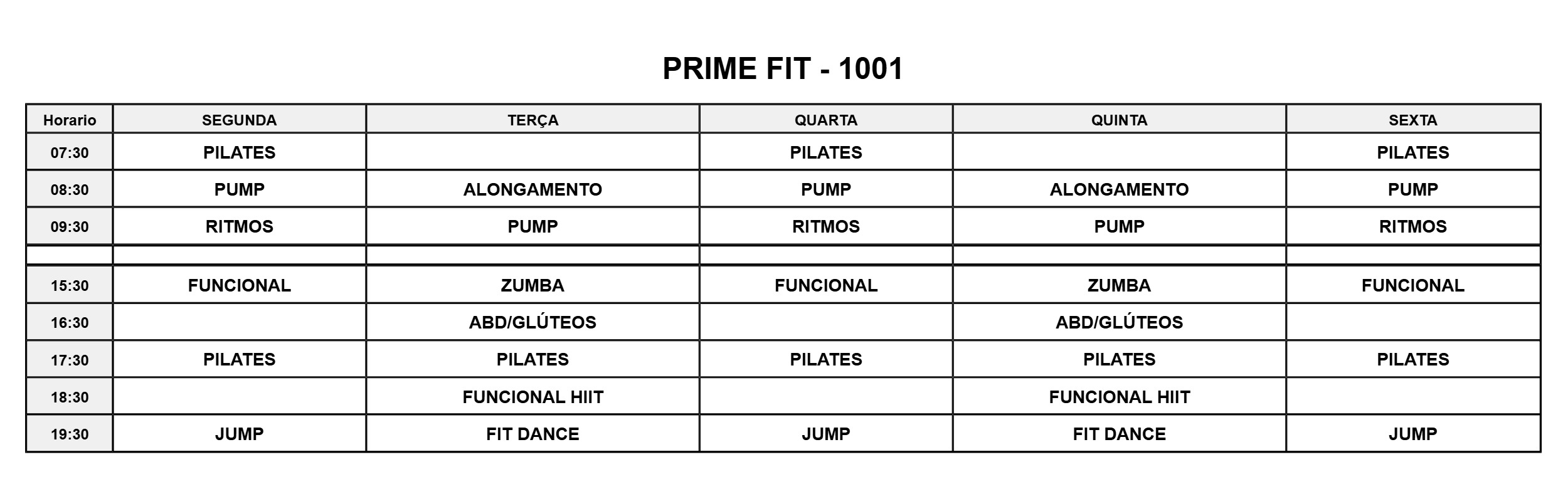 Prime Fit — Rua 1001